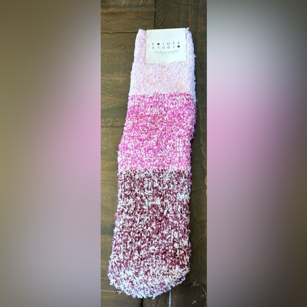 Pointe Studio Pink and Burgundy Fuzzy Socks